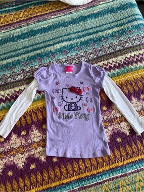 Hello Kitty by Sanrio 2012 Purple and White Kids Long Sleeve Top Girl’s size 5